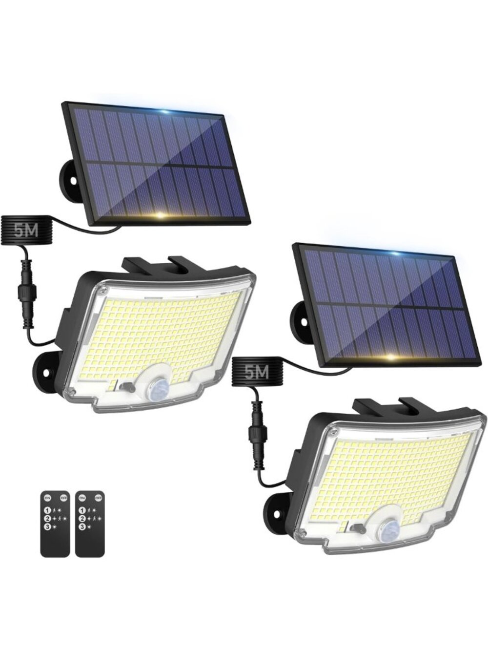 2 Pack Solar Motion Lights Outdoor, 314 LEDs, Waterproof, Remote Control, Dusk